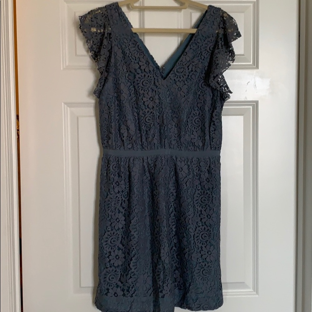 Madewell Grey-Blue Lace Dress